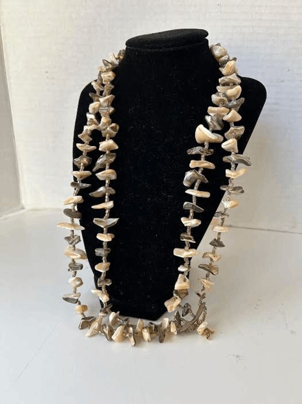 Vintage Raw Abalone 4 Strand Necklace Mother of Pearl